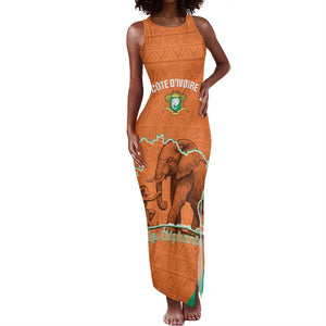 Custom Ivory Coast Football Tank Maxi Dress 2026 Cote d'Ivoire Les Elephants Orange Version - African Pride
