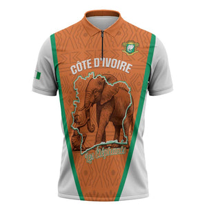 Custom Ivory Coast Football Zipper Polo Shirt 2026 Cote d'Ivoire Les Elephants Orange Version - African Pride