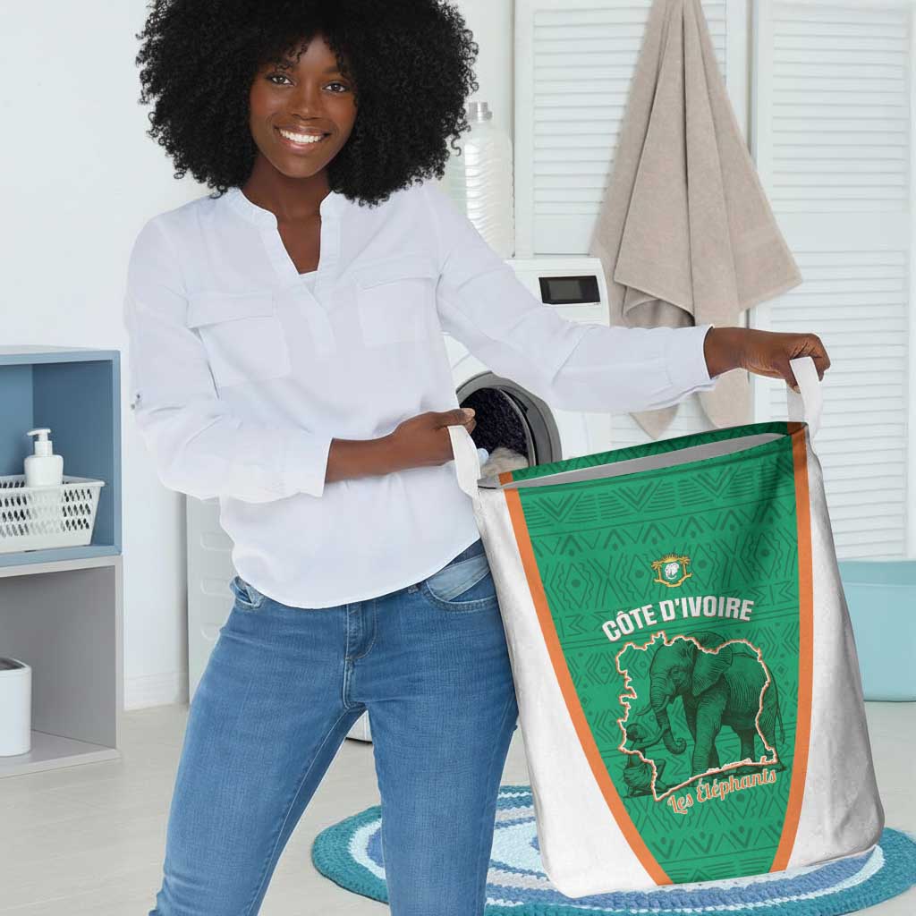 Ivory Coast Football Laundry Basket 2026 Cote d'Ivoire Les Elephants Green Version - African Pride