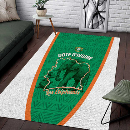 Ivory Coast Football Area Rug 2026 Cote d'Ivoire Les Elephants Green Version - African Pride