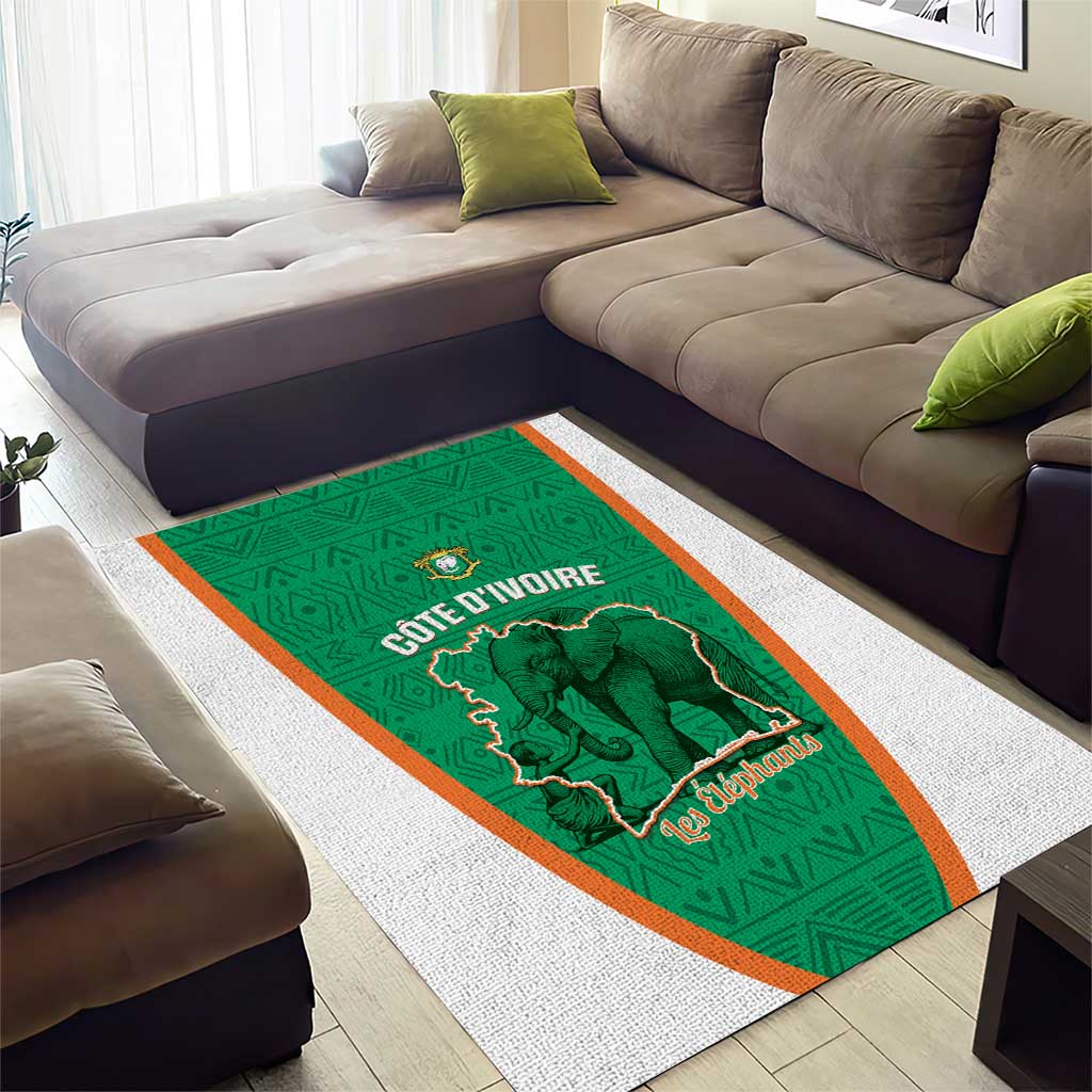 Ivory Coast Football Area Rug 2026 Cote d'Ivoire Les Elephants Green Version - African Pride