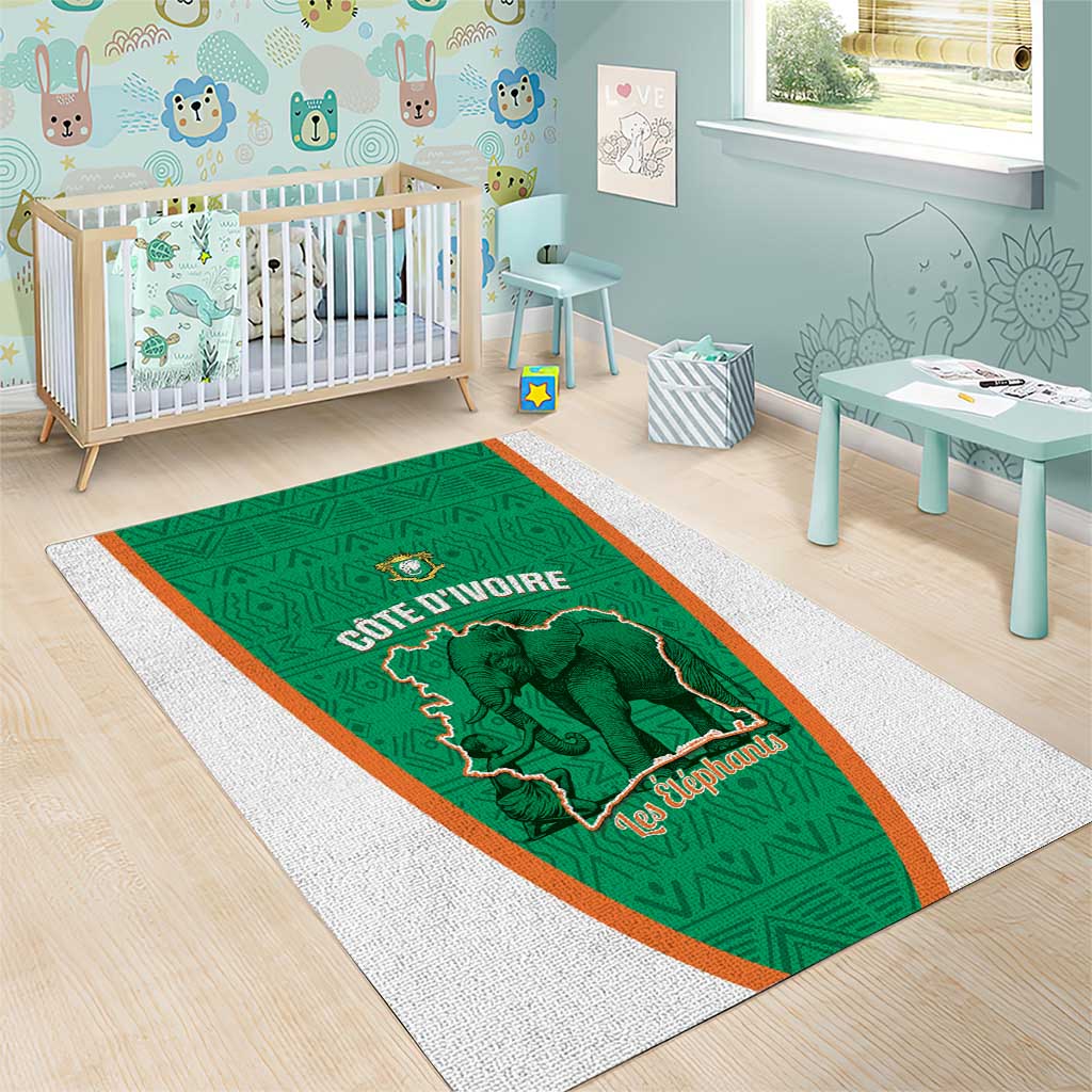 Ivory Coast Football Area Rug 2026 Cote d'Ivoire Les Elephants Green Version - African Pride