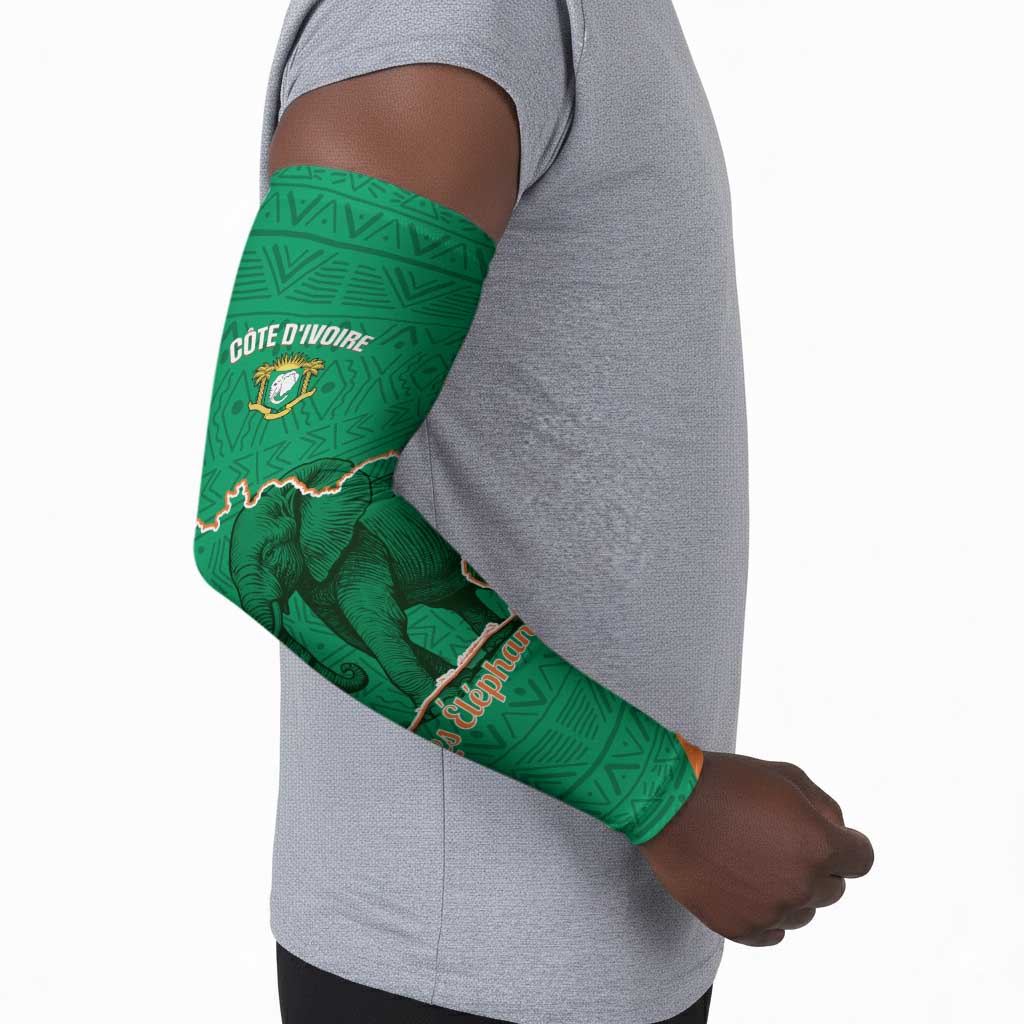 Custom Ivory Coast Football Arm Sleeves 2026 Cote d'Ivoire Les Elephants Green Version - African Pride