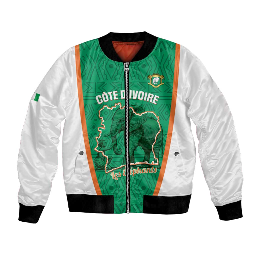 Custom Ivory Coast Football Bomber Jacket 2026 Cote d'Ivoire Les Elephants Green Version - African Pride