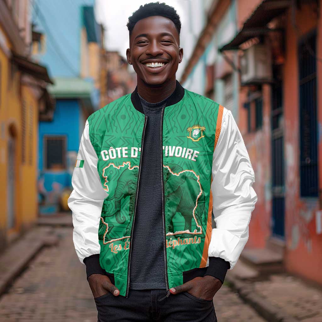 Custom Ivory Coast Football Bomber Jacket 2026 Cote d'Ivoire Les Elephants Green Version - African Pride