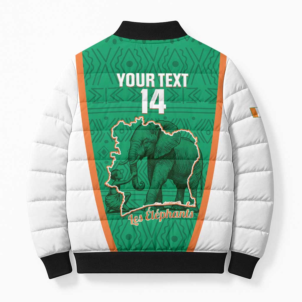 Custom Ivory Coast Football Bomber Puffer Jacket 2026 Cote d'Ivoire Les Elephants Green Version - African Pride