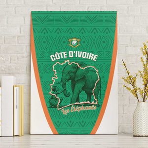 Ivory Coast Football Canvas Wall Art 2026 Cote d'Ivoire Les Elephants Green Version - African Pride