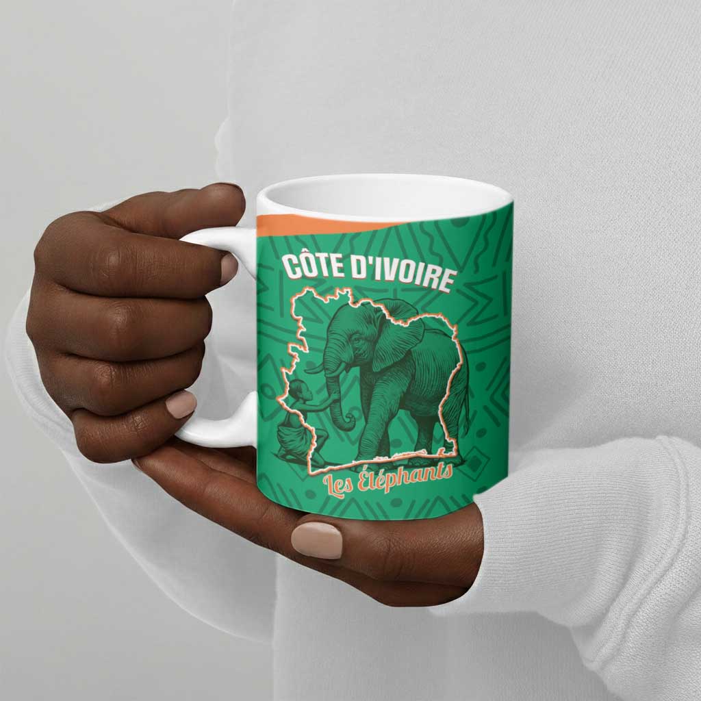 Custom Ivory Coast Football Ceramic Mug 2026 Cote d'Ivoire Les Elephants Green Version - African Pride