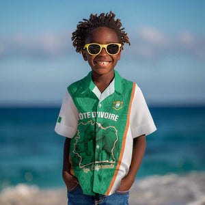 Custom Ivory Coast Football Kid Hawaiian Shirt 2026 Cote d'Ivoire Les Elephants Green Version LT14