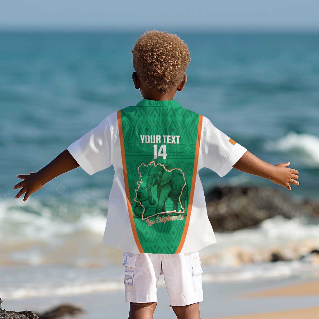 Custom Ivory Coast Football Kid Hawaiian Shirt 2026 Cote d'Ivoire Les Elephants Green Version LT14