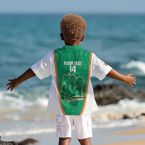 Custom Ivory Coast Football Kid Hawaiian Shirt 2026 Cote d'Ivoire Les Elephants Green Version LT14