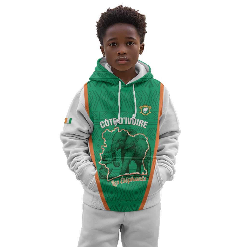 Custom Ivory Coast Football Kid Hoodie 2026 Cote d'Ivoire Les Elephants Green Version - African Pride