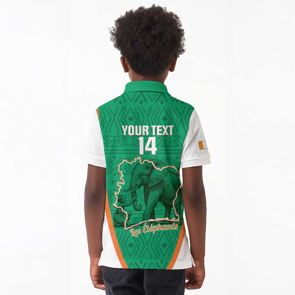 Custom Ivory Coast Football Kid Polo Shirt 2026 Cote d'Ivoire Les Elephants Green Version LT14