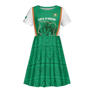 Custom Ivory Coast Football Kid Short Sleeve Dress 2026 Cote d'Ivoire Les Elephants Green Version LT14