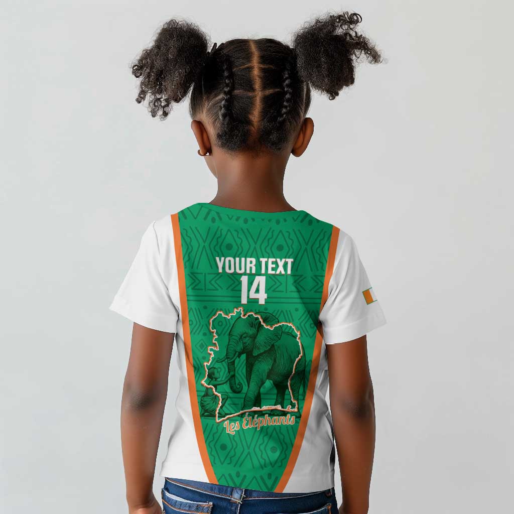 Custom Ivory Coast Football Kid T shirt 2026 Cote d'Ivoire Les Elephants Green Version LT14