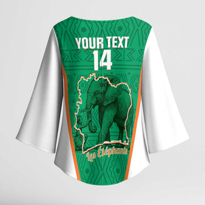 Custom Ivory Coast Football Kimono Sleeve Blouse 2026 Cote d'Ivoire Les Elephants Green Version - African Pride