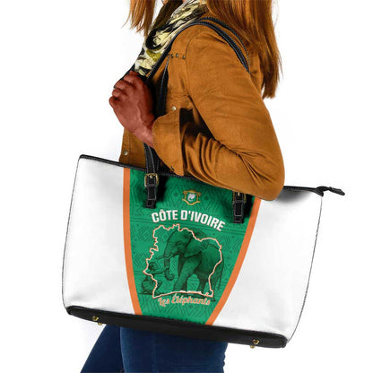 Ivory Coast Football Leather Tote Bag 2026 Cote d'Ivoire Les Elephants Green Version - African Pride