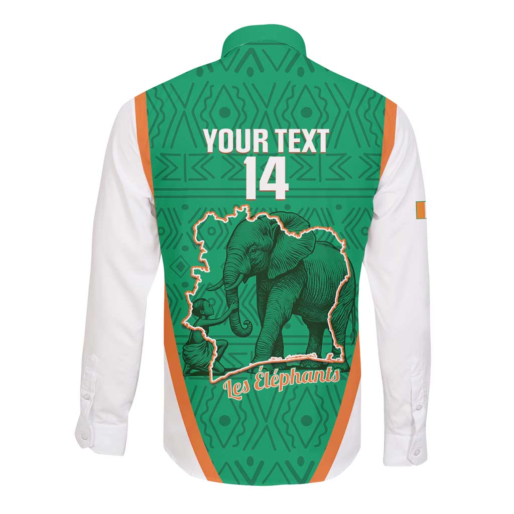 Custom Ivory Coast Football Long Sleeve Button Shirt 2026 Cote d'Ivoire Les Elephants Green Version - African Pride