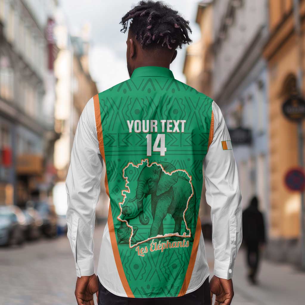 Custom Ivory Coast Football Long Sleeve Button Shirt 2026 Cote d'Ivoire Les Elephants Green Version - African Pride