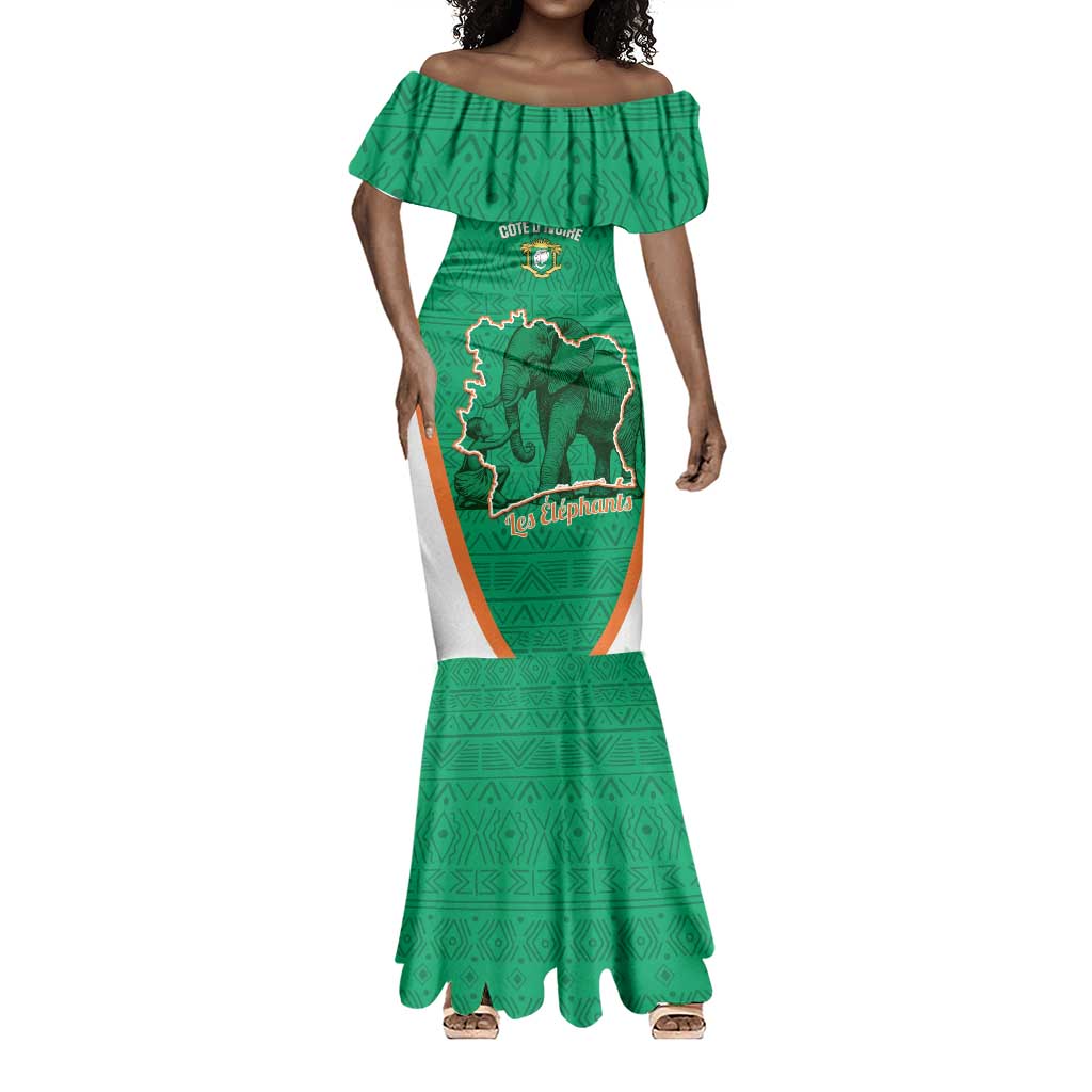 Custom Ivory Coast Football Mermaid Dress 2026 Cote d'Ivoire Les Elephants Green Version LT14