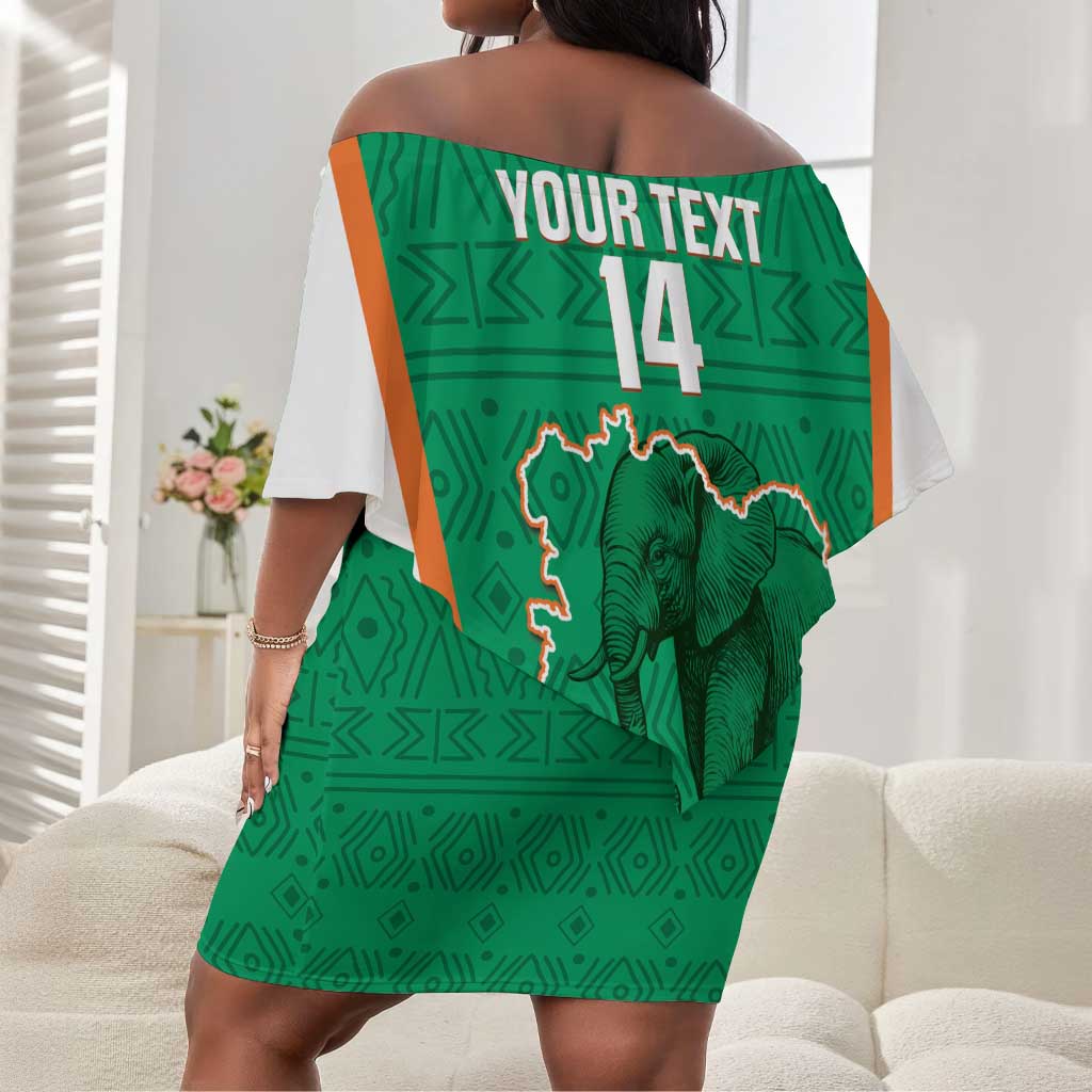 Custom Ivory Coast Football Off Shoulder Short Dress 2026 Cote d'Ivoire Les Elephants Green Version - African Pride