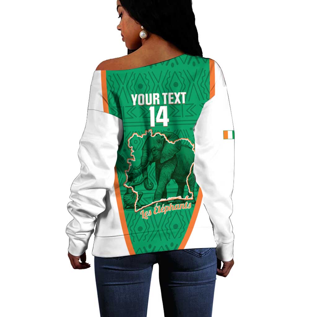 Custom Ivory Coast Football Off Shoulder Sweater 2026 Cote d'Ivoire Les Elephants Green Version - African Pride