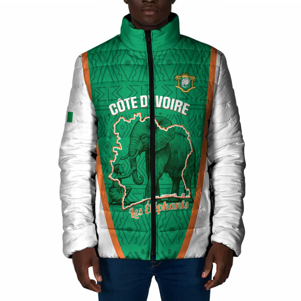 Custom Ivory Coast Football Padded Jacket 2026 Cote d'Ivoire Les Elephants Green Version - African Pride