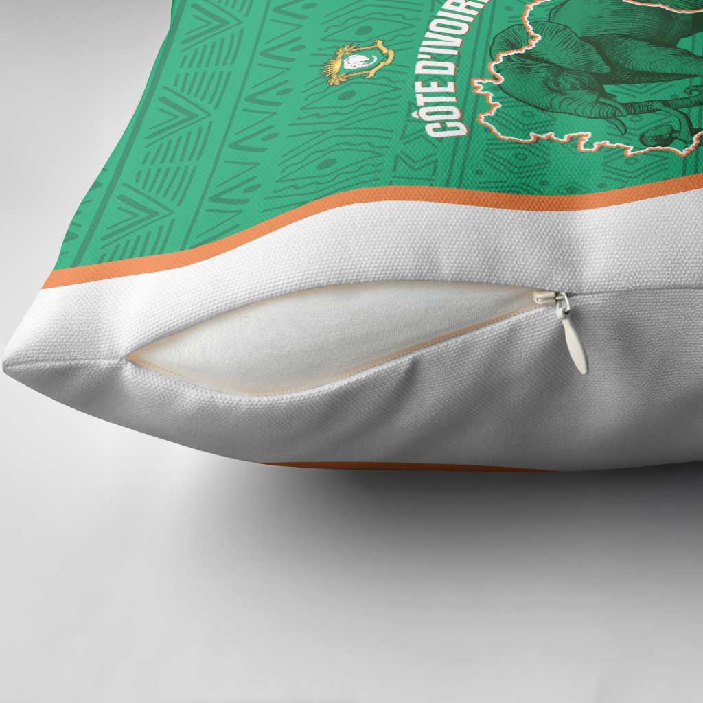 Ivory Coast Football Pillow Cover 2026 Cote d'Ivoire Les Elephants Green Version - African Pride