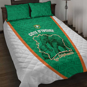 Ivory Coast Football Quilt Bed Set 2026 Cote d'Ivoire Les Elephants Green Version - African Pride