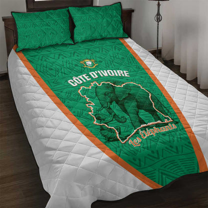Ivory Coast Football Quilt Bed Set 2026 Cote d'Ivoire Les Elephants Green Version - African Pride