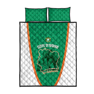 Ivory Coast Football Quilt Bed Set 2026 Cote d'Ivoire Les Elephants Green Version - African Pride