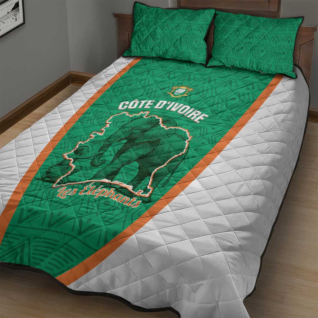 Ivory Coast Football Quilt Bed Set 2026 Cote d'Ivoire Les Elephants Green Version - African Pride
