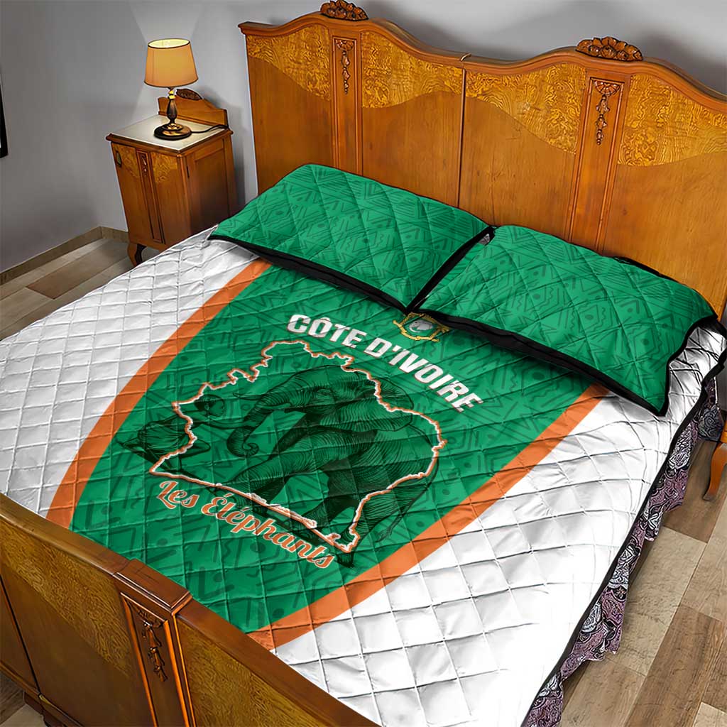 Ivory Coast Football Quilt Bed Set 2026 Cote d'Ivoire Les Elephants Green Version - African Pride