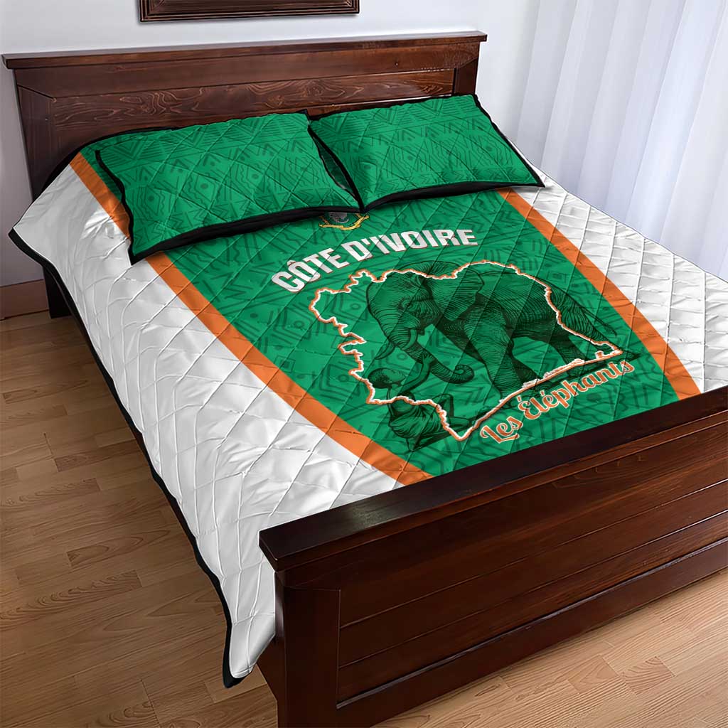 Ivory Coast Football Quilt Bed Set 2026 Cote d'Ivoire Les Elephants Green Version - African Pride