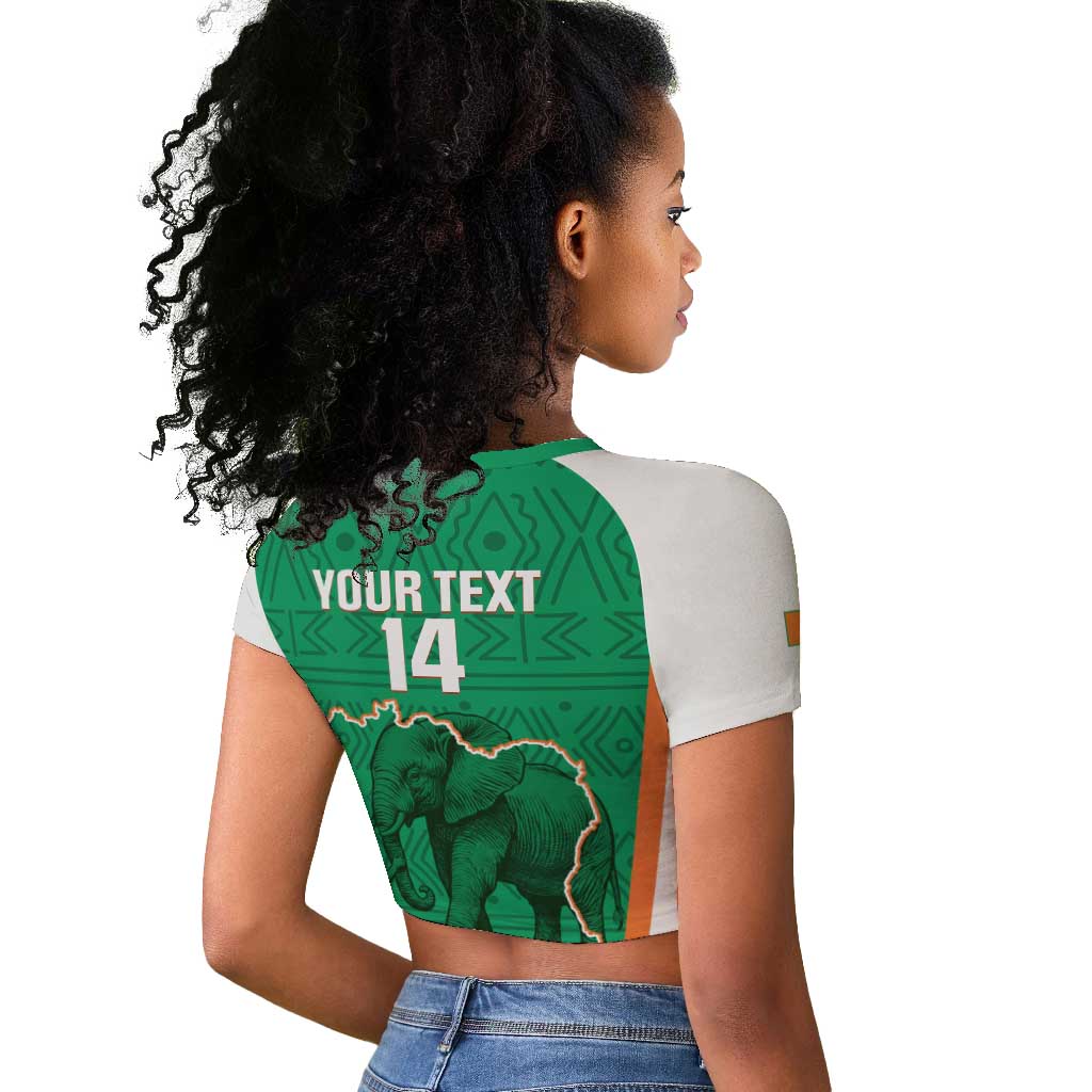 Custom Ivory Coast Football Raglan Cropped T shirt 2026 Cote d'Ivoire Les Elephants Green Version LT14
