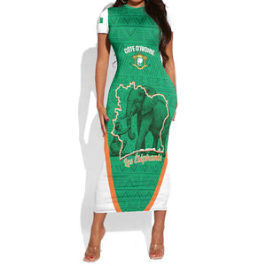 Custom Ivory Coast Football Short Sleeve Bodycon Dress 2026 Cote d'Ivoire Les Elephants Green Version LT14