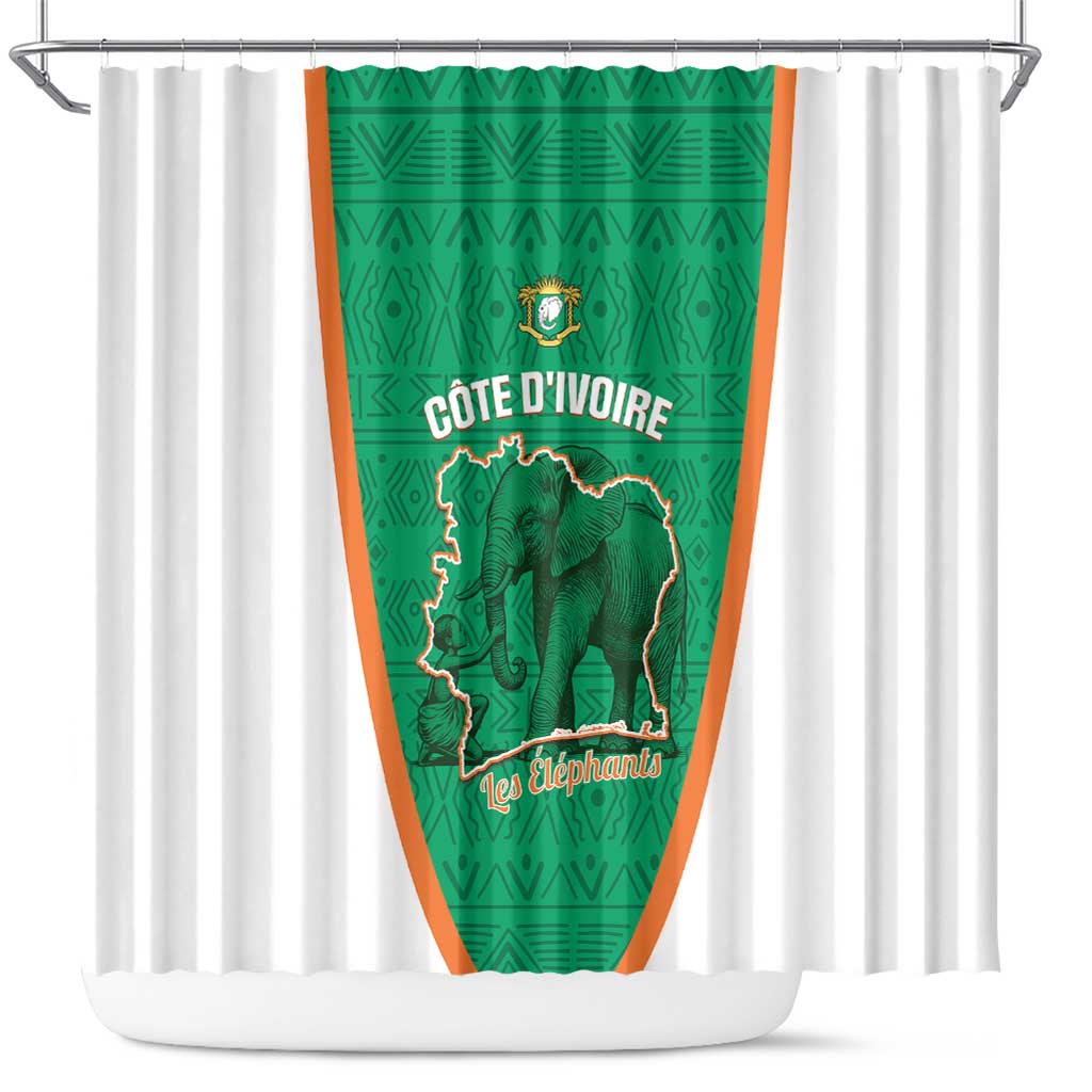 Ivory Coast Football Shower Curtain 2026 Cote d'Ivoire Les Elephants Green Version - African Pride