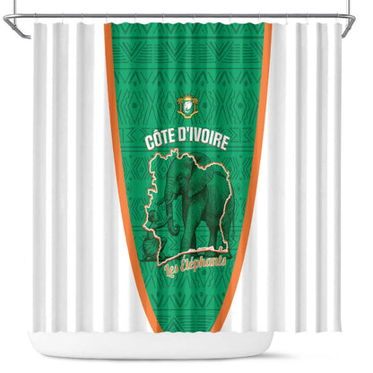 Ivory Coast Football Shower Curtain 2026 Cote d'Ivoire Les Elephants Green Version - African Pride