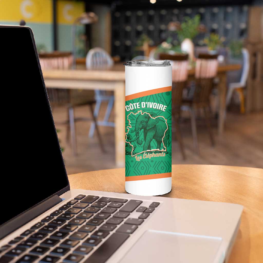 Custom Ivory Coast Football Skinny Tumbler 2026 Cote d'Ivoire Les Elephants Green Version - African Pride