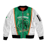 Custom Ivory Coast Football Sleeve Zip Bomber Jacket 2026 Cote d'Ivoire Les Elephants Green Version - African Pride