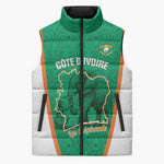 Custom Ivory Coast Football Sleeveless Puffer Jacket 2026 Cote d'Ivoire Les Elephants Green Version - African Pride