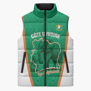 Custom Ivory Coast Football Sleeveless Puffer Jacket 2026 Cote d'Ivoire Les Elephants Green Version - African Pride