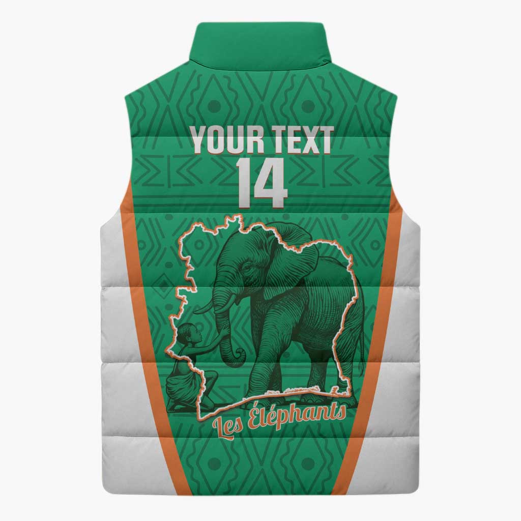 Custom Ivory Coast Football Sleeveless Puffer Jacket 2026 Cote d'Ivoire Les Elephants Green Version - African Pride