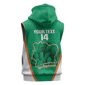 Custom Ivory Coast Football Sleeveless Zip Hoodie 2026 Cote d'Ivoire Les Elephants Green Version - African Pride