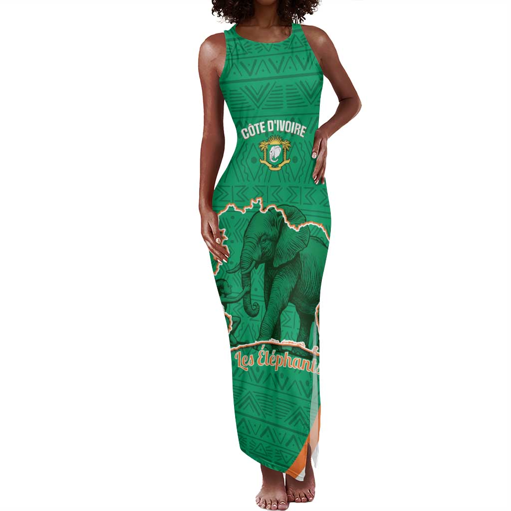 Custom Ivory Coast Football Tank Maxi Dress 2026 Cote d'Ivoire Les Elephants Green Version - African Pride