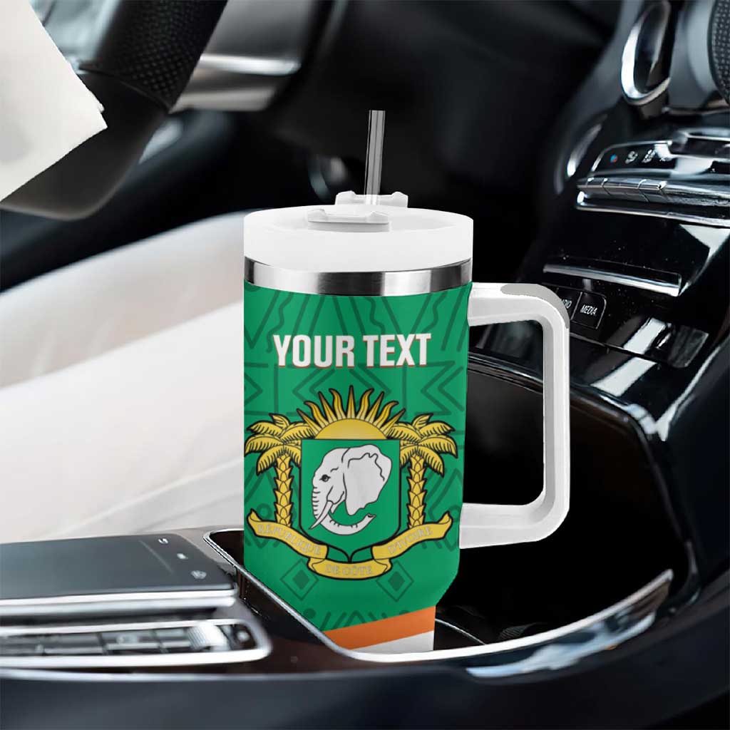 Custom Ivory Coast Football Tumbler With Handle 2026 Cote d'Ivoire Les Elephants Green Version - African Pride