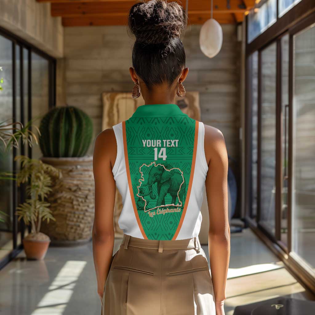 Custom Ivory Coast Football Women Sleeveless Polo Shirt 2026 Cote d'Ivoire Les Elephants Green Version - African Pride