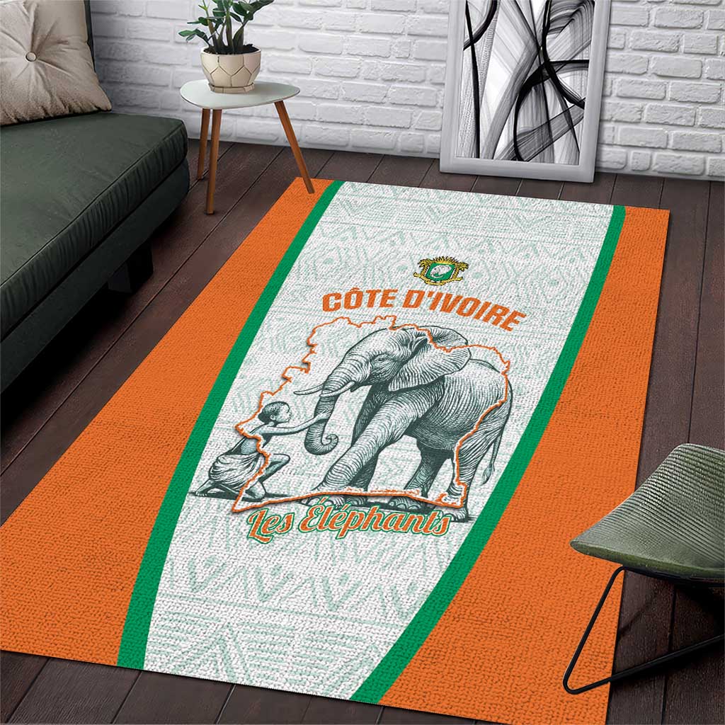 Ivory Coast Football Area Rug 2026 Cote d'Ivoire Les Elephants White Version - African Pride