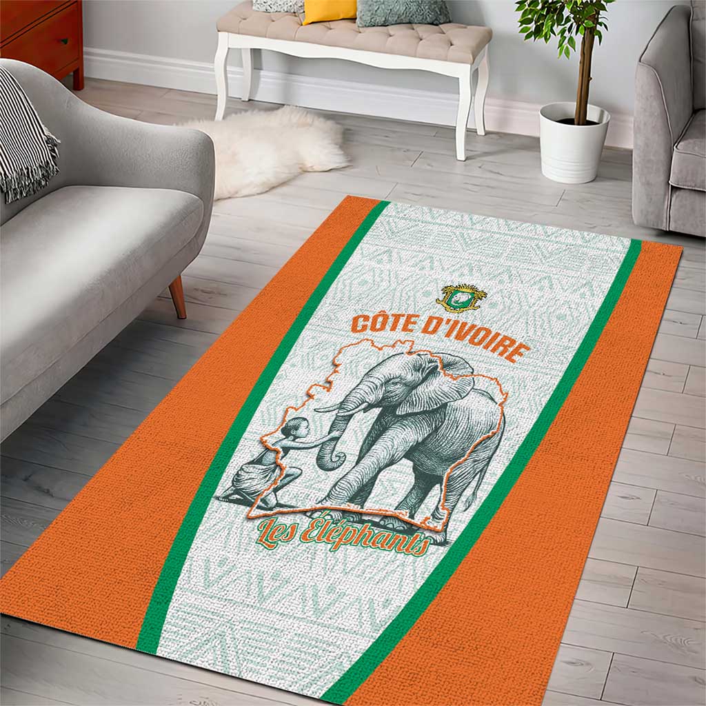 Ivory Coast Football Area Rug 2026 Cote d'Ivoire Les Elephants White Version - African Pride