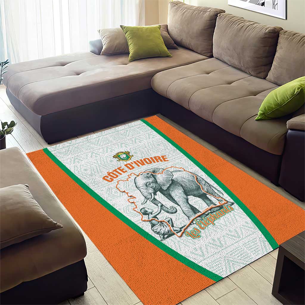 Ivory Coast Football Area Rug 2026 Cote d'Ivoire Les Elephants White Version - African Pride